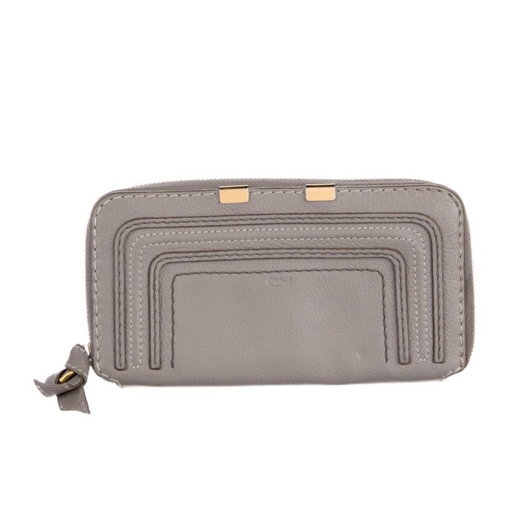 Chloe Marcie Wallet in Cashmere Grey size- calfskin leather
